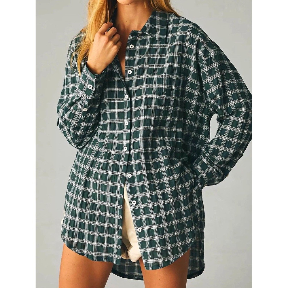 Maeve Anthropologie Bennet Plaid Buttondown Shirt S Green Oversized